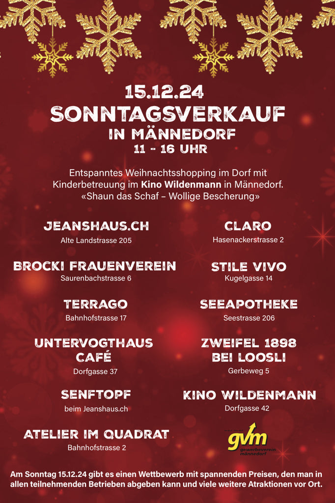 Sonntagsverkauf in Männedorf: 15.12.24