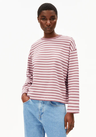 ARMEDANGELS FRANKAA MAARLEN STRIPE SWEAT Ice Grape - Dark Berry