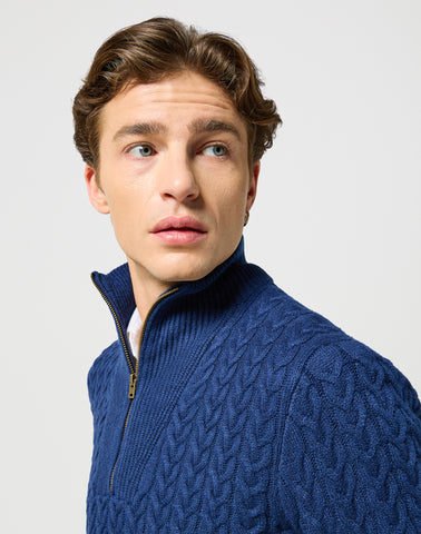 Wrangler Half Zip Knit Navy