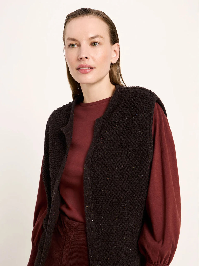 LANIUS BOUCLÉ STRICKWESTE GOTS Bitter Chocolate Tweed