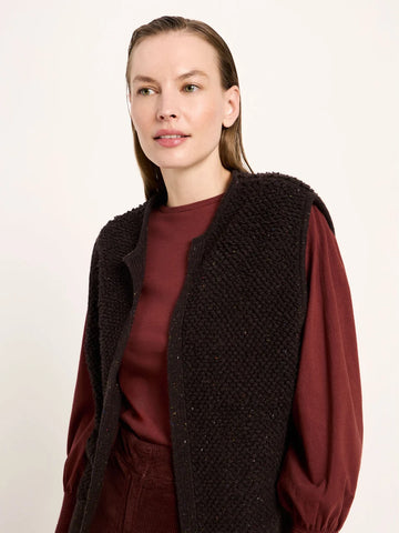LANIUS BOUCLÉ STRICKWESTE GOTS Bitter Chocolate Tweed