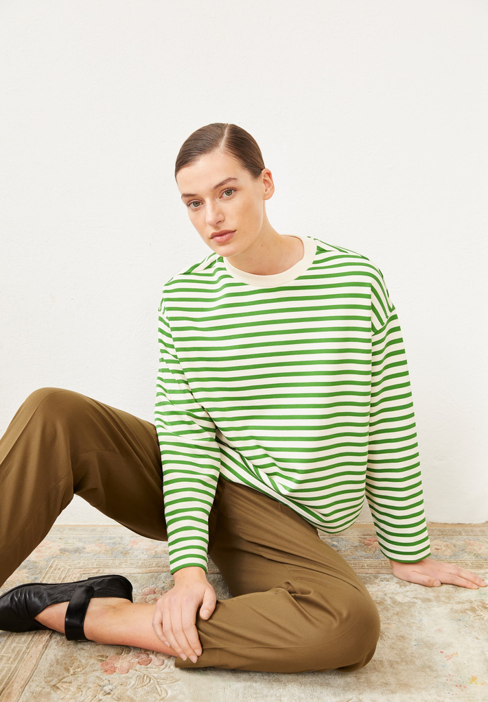 Armedangels Frankaa Maarlen Stripe Undyed-Ivy Green