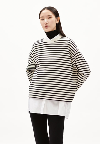 Armedangels Frankaa Maarlen Stripe Undyed-Black