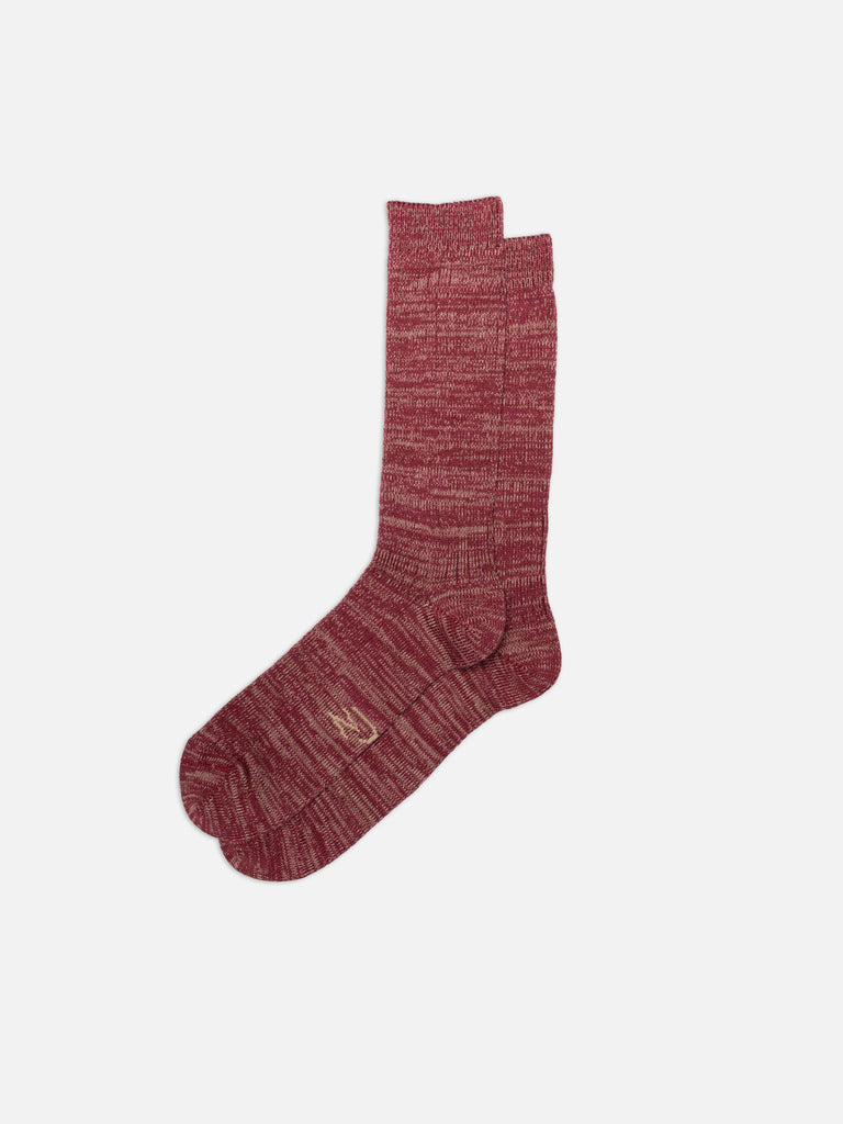 NUDIE JEANS RASMUSSON MENS RIB SOCK Burgundy