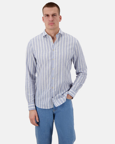Colours & Sons 9224-230 Shirt-Linen Blend Stripes 649 Denim Stripes