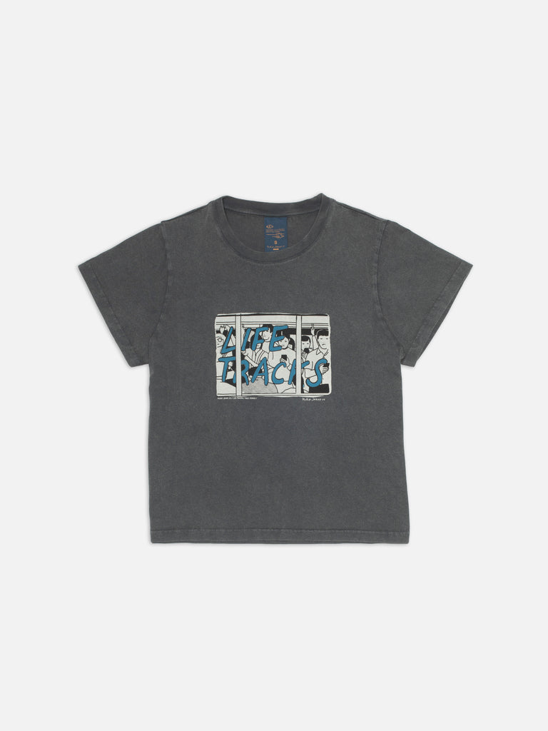 NUDIE JEANS FRANKIE T-SHIRT LIFE TRACKS II Antracite (AW26)