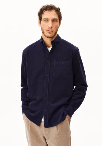 ARMEDANGELS CORDUROY LONGSLEEVE SHIRT Tinted Navy