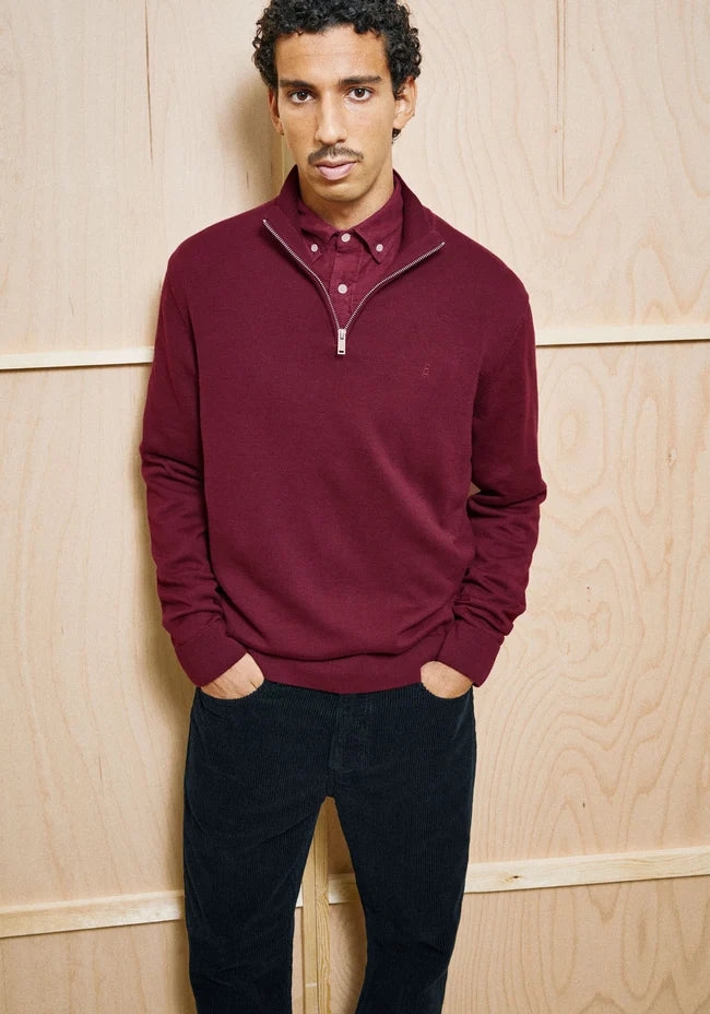 ARMEDANGELS FAABES HALF ZIP KNIT SWEATER Velvet Red
