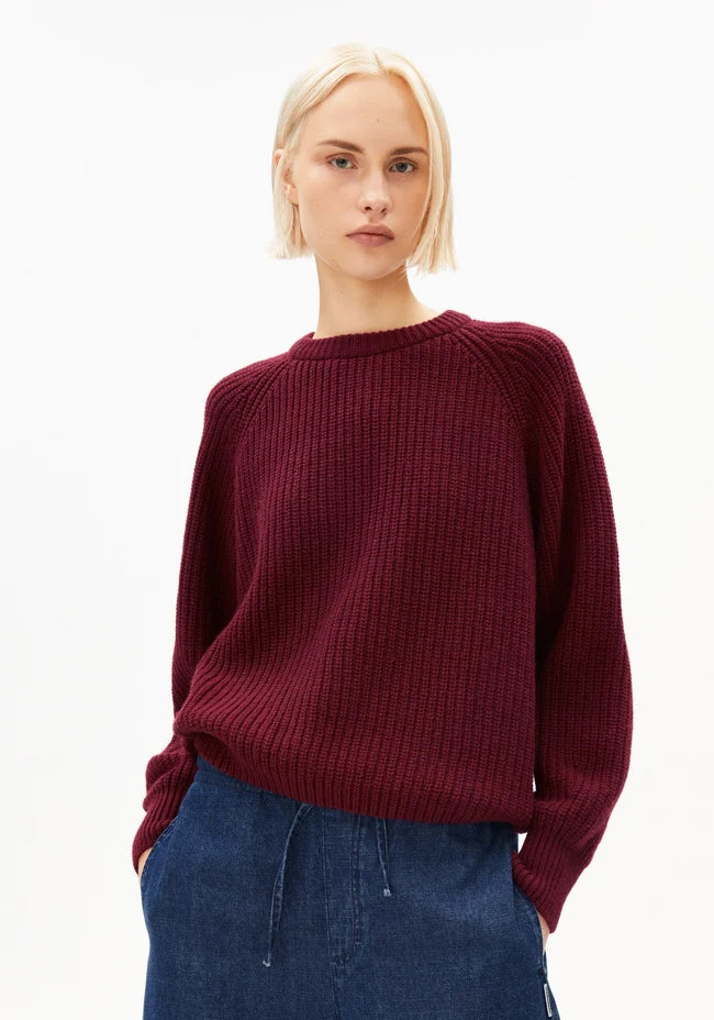 ARMEDANGELS RIB KNIT SWEATER Velvet Red