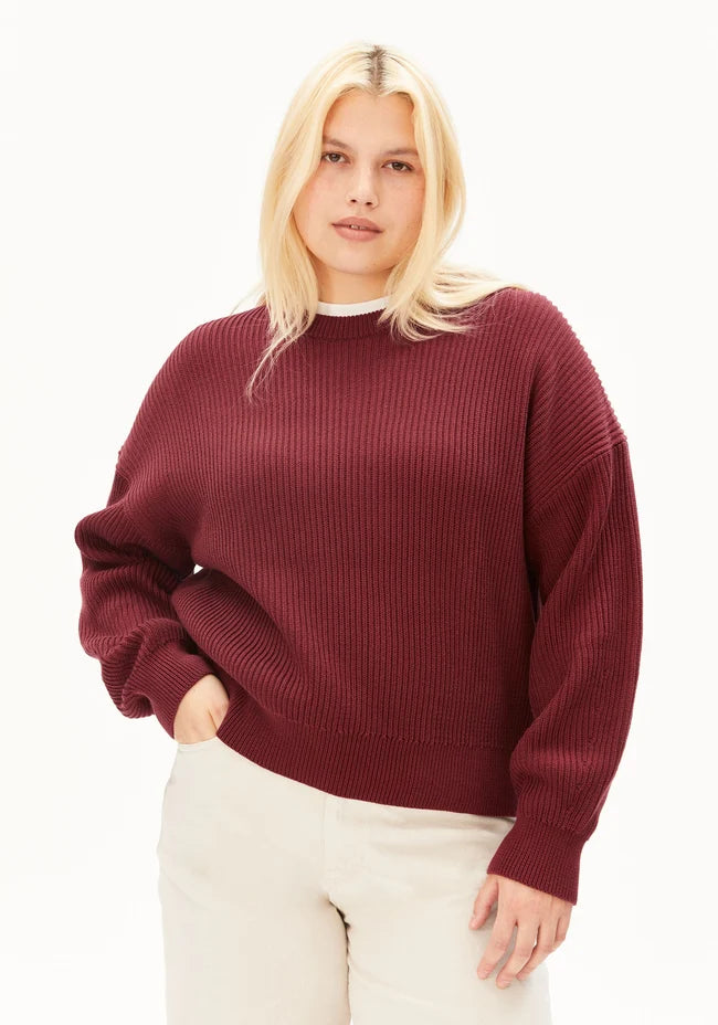 ARMEDANGELS VANISÉ RIB KNIT SWEATER Velvet Red - Light Velvet Red