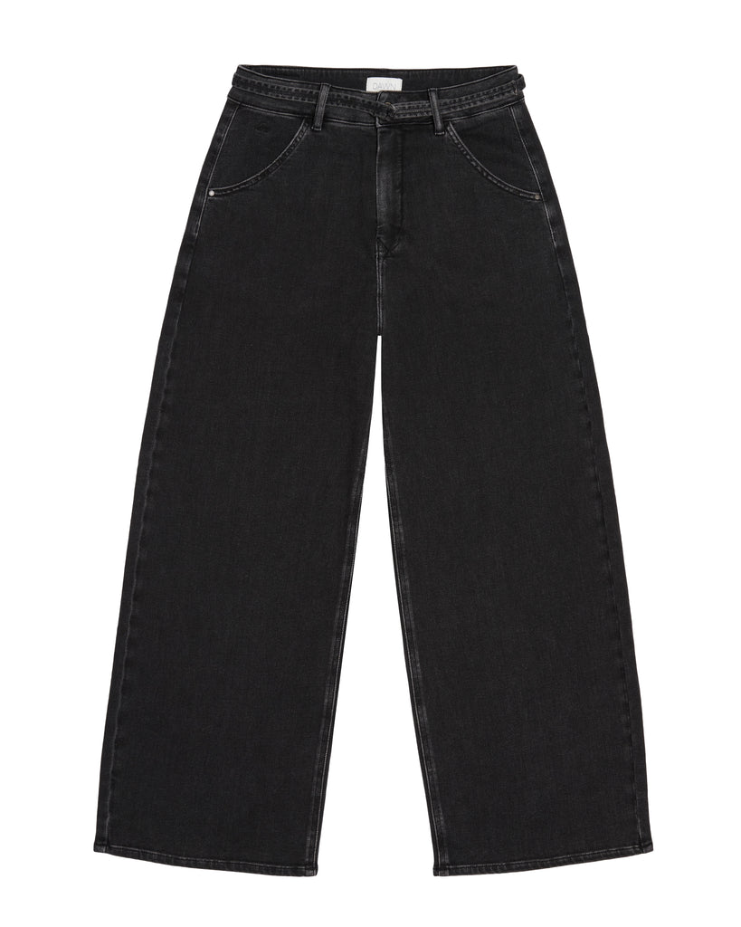 Dawn Denim Blink-High Wide Cropped Black Denim