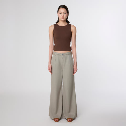 DAWN DENIM BLAZE SUPER WIDE LEG - TENCEL Rock Olive