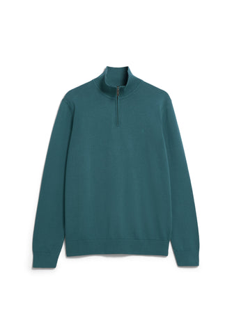 ARMEDANGELS FAABES HALF ZIP KNIT SWEATER Petrol Velvet