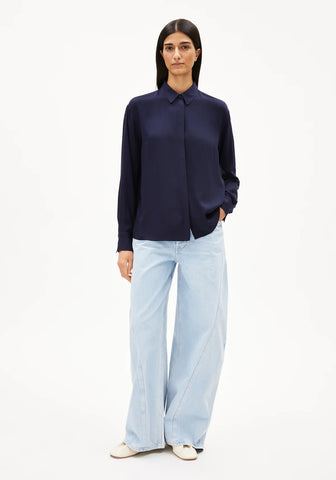 ARMEDANGELS LARISAANA LONGSLEEVE BLOUSE Tinted Navy
