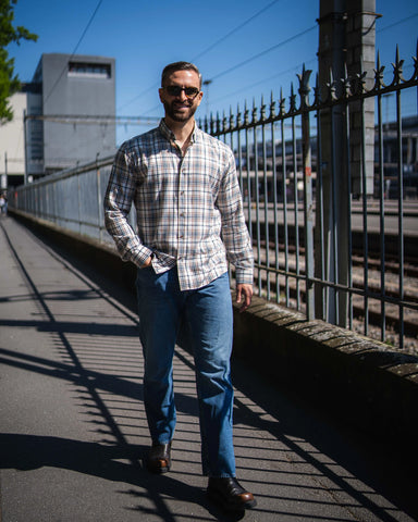 MANILO FLANELLHEMD MIT KAROMUSTER OFF-WHITE