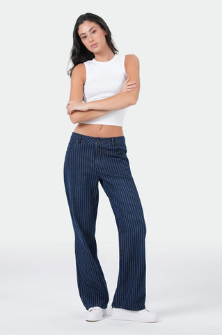 MIRACLES OF DENIM NICOLA WIDE LEG Easy Blue Stripe
