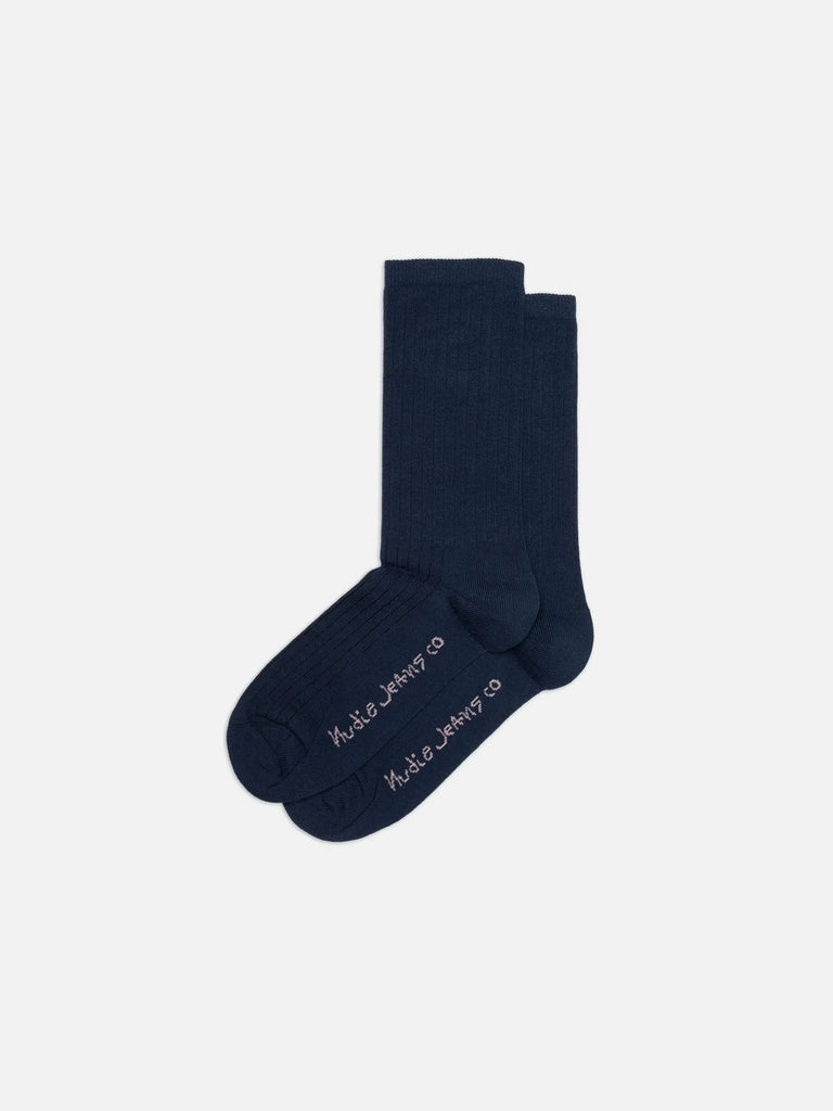 NUDIE JEANS WOMEN COTTON RIBBED SOCKEN Dark Blue