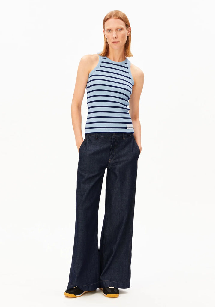 ARMEDANGELS KANITAA STRIPE TOP Blue Glow - Tintey Navy