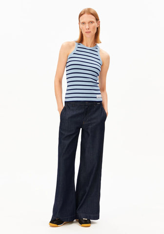 ARMEDANGELS KANITAA STRIPE TOP Blue Glow - Tintey Navy