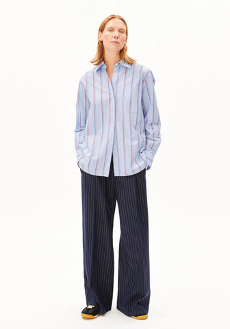ARMEDANGELS STRIPE LOOSE SHIRT BLOUSE Morning Sky - Mars Red