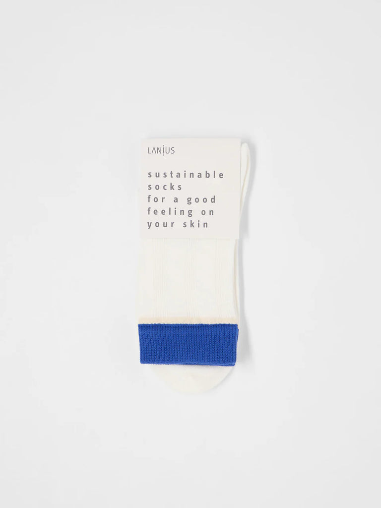 LANIUS COLOURBLOCK SOCKEN GOTS Off White / Lapis