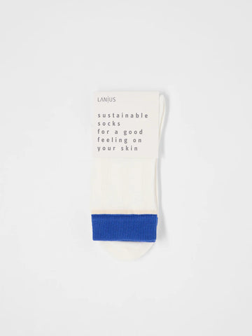 LANIUS COLOURBLOCK SOCKEN GOTS Off White / Lapis