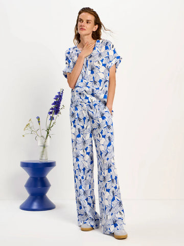 LANIUS BLUSENSHIRT AUS TENCEL Print Bloom Lapis