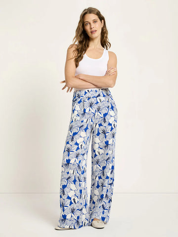 LANIUS HOSE MIT WEITEM BEIN Print Bloom Lapis