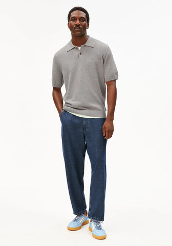 ARMEDANGELS SHORTSLEEVE KNIT POLOSHIRT Silver Melange