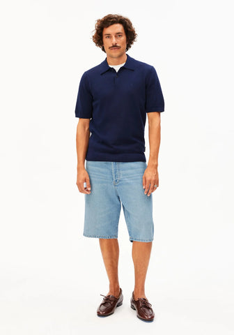 ARMEDANGELS SHORTSLEEVE KNIT POLOSHIRT Tinted Navy