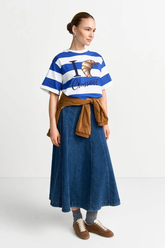 RICH&ROYAL GESTREIFTES T-SHIRT AUS BAUMWOLLE Royal Blue