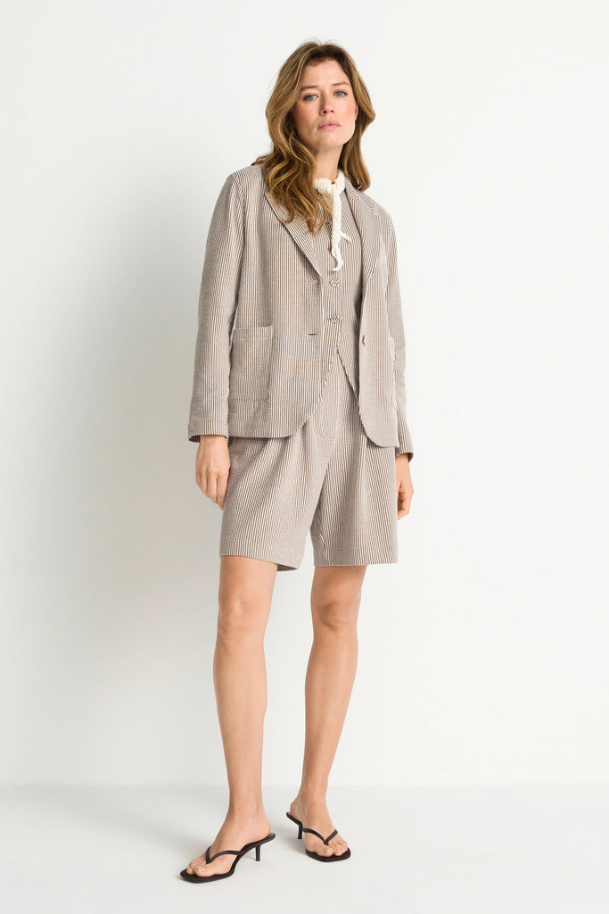RICH&ROYAL BLAZER MIT NADELSTREIFEN Coconut Bark