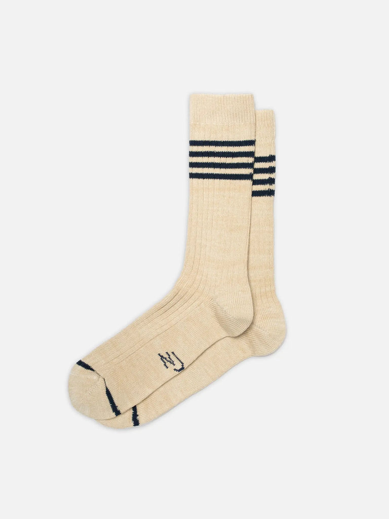 NUDIE JEANS MEN TENNIS SOCKS STRIPE Blue / Beige