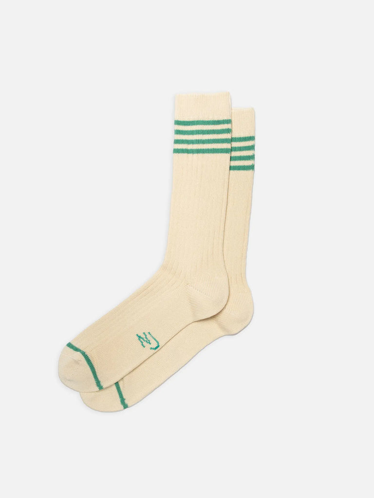 NUDIE JEANS MEN TENNIS SOCKS STRIPE Turquoise / Beige