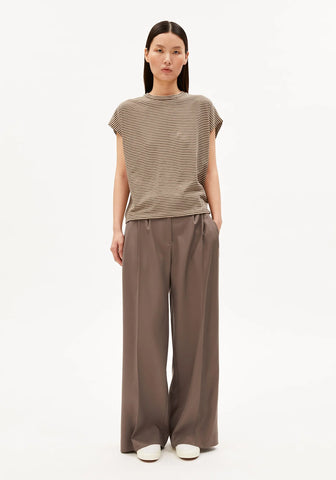 ARMEDANGELS SLUB JERSEY STRIPE T-SHIRT Sand Stone - Dried Plam