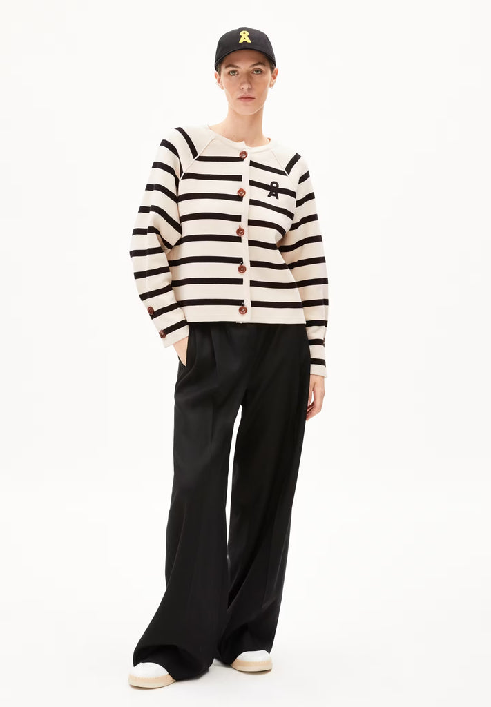 ARMEDANGELS NAADJA STRIPES Oatmilk - black