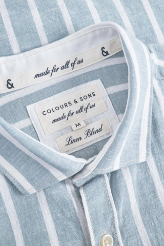 COLOURS & SONS SHIRT-LINEN BLEND STRIPES Kimono Stripes