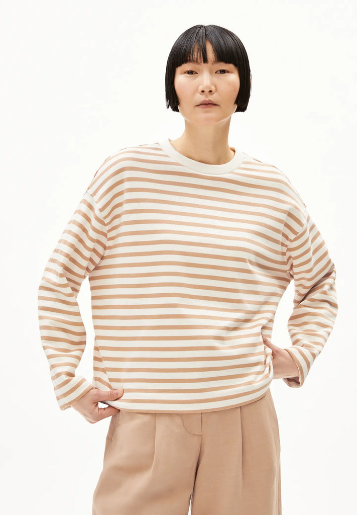 ARMEDANGELS FRANKAA MAARLEN STRIPE Undyed - Beige Blond