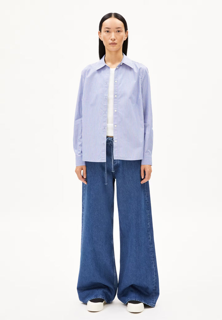 ARMEDANGELS LOUILAA STRIPED White - Lapis Blue