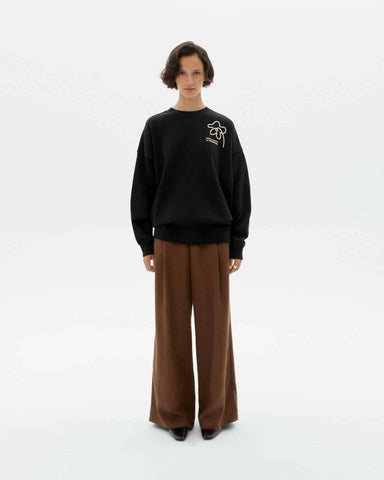THINKING MU FLOWERS ROPE BLACK JIMENA SWEATSHIRT