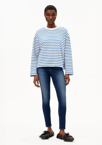 ARMEDANGELS FRANKAA MAARLEN STRIPE SWEAT Undyed - Dark Morning