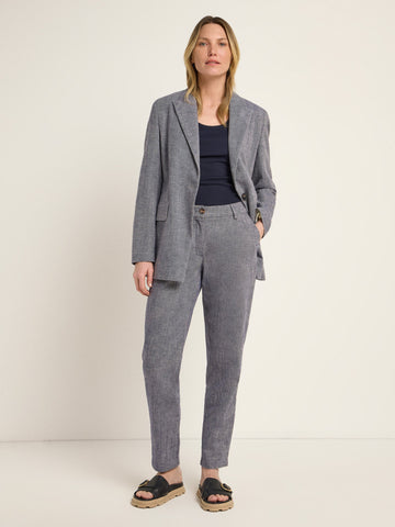 LANIUS HOSE MIT BUNDFALTE GOTS Dark Blue Melange