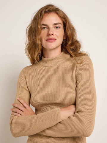 Lanius Stehkragenpullover GOTS Beige Melange (Einzelteilsale)