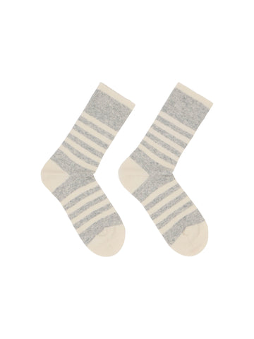 Lanius Socken mit Streifen GOTS Grey Melange/ Off White