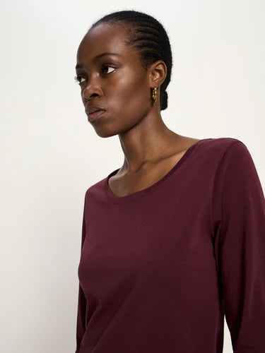 LANIUS Langarmshirt aus Bio-Baumwolle Bordeaux