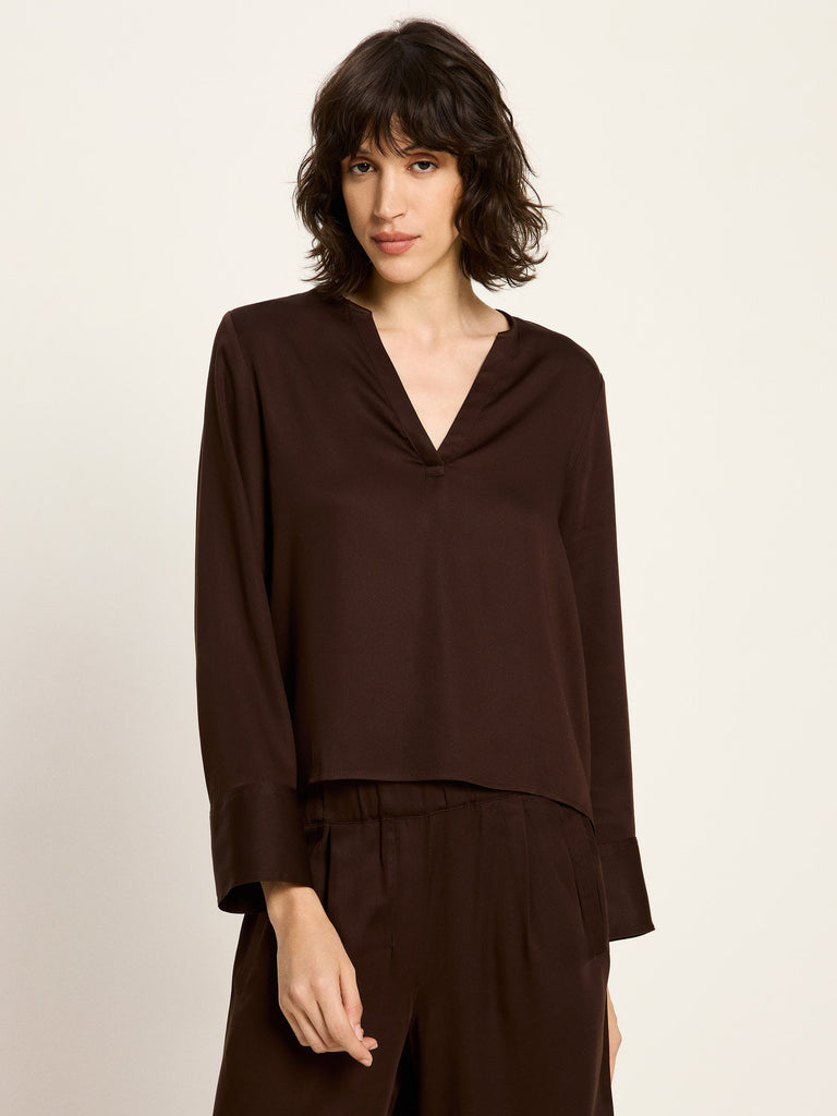 LANIUS Bluse aus Tencel Dark Brown