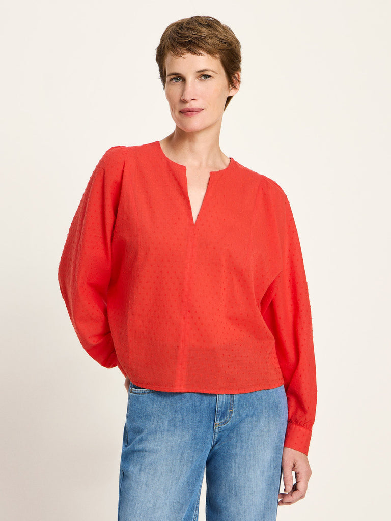 LANIUS Strukturbluse mit Kräusel Red Alert