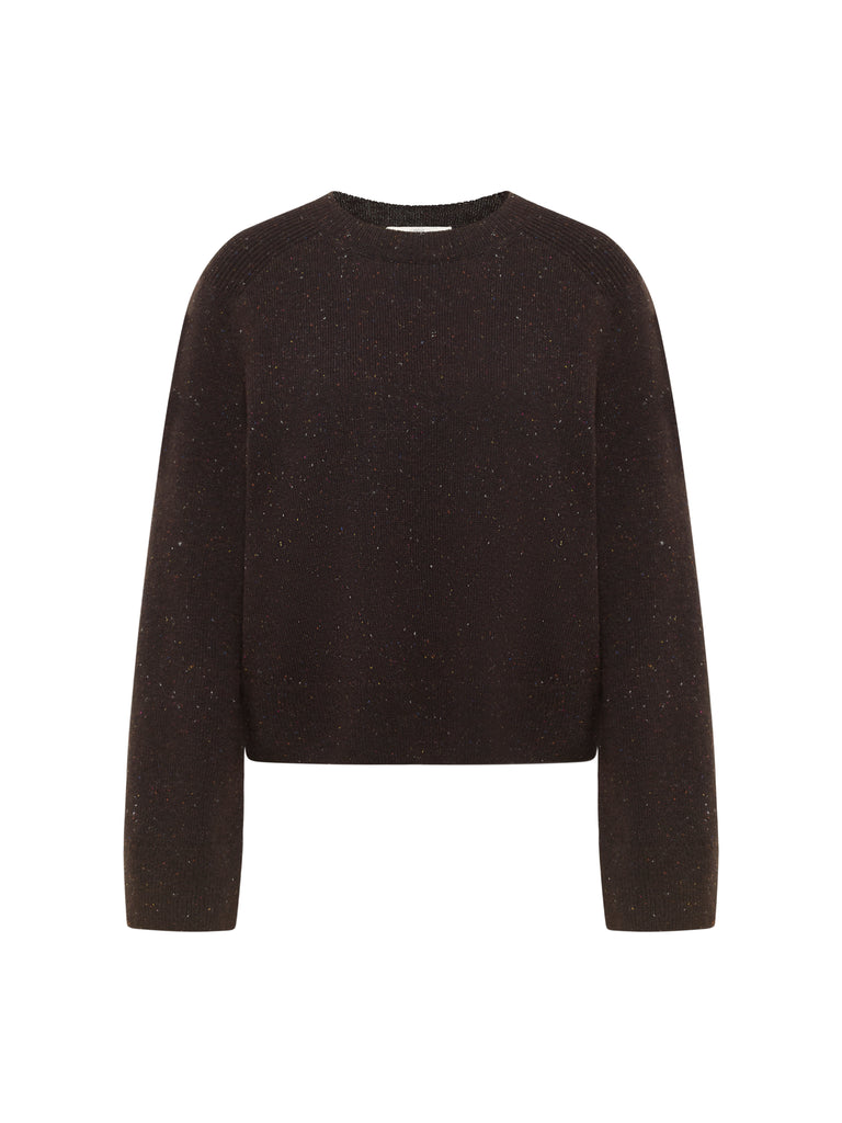 LANIUS CROPPED PULLOVER GOTS Bitter Chocolate Tweed