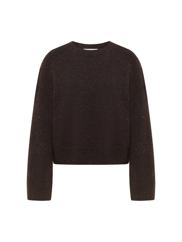 LANIUS CROPPED PULLOVER GOTS Bitter Chocolate Tweed