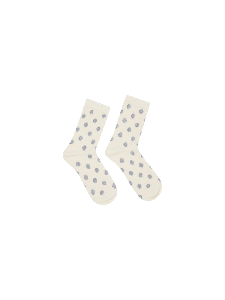 LANIUS 13760- 978 Socken mit Punkten GOTS off white/ grey melange
